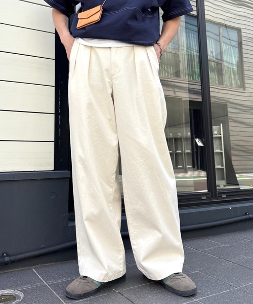CIAOPANIC TYPY(チャオパニックティピー)の「【ユニセックス】【接触冷感・洗濯可】2タックアソートワイドスラックス/デニム/チノ(デニムパンツ・メンズ・ネイビー/サックスブルー/グレー/ベージュ/ホワイト・MEDIUM/LARGE)」の10枚目の写真