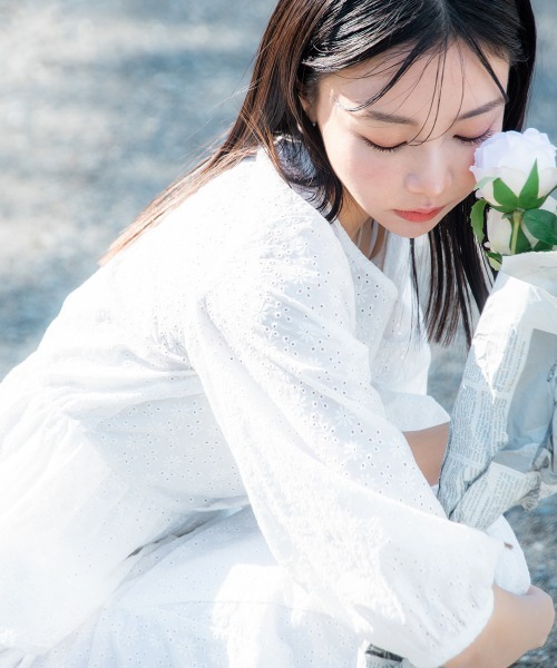 ブラウス シャツ 小さいサイズ　綿100％透かし刺繍Vネックペプラムブラウス　低身長さん・小柄女性 レディース 小さいサイズ 綿100％透かし刺繍Vネックペプラムブラウス 低身長