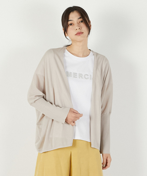 MELROSE claire(メルローズ クレール)の「【RYNYシアー天竺ワイドトッパーカーディガン】(カーディガン/ボレロ・レディース・グレイッシュベージュ/ブラック/ブルー/オフホワイト・FREE)」の4枚目の写真
