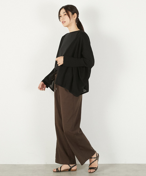 MELROSE claire(メルローズ クレール)の「【RYNYシアー天竺ワイドトッパーカーディガン】(カーディガン/ボレロ・レディース・グレイッシュベージュ/ブラック/ブルー/オフホワイト・FREE)」の12枚目の写真