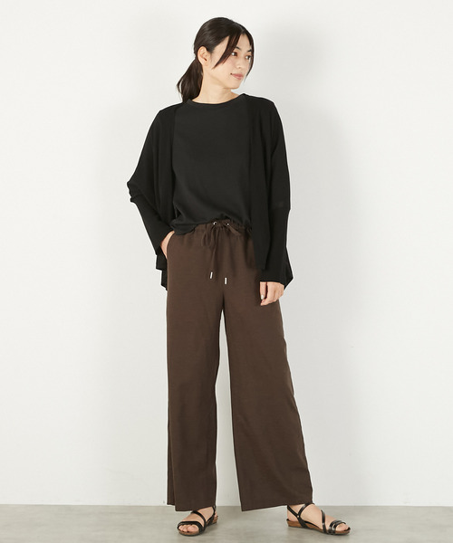MELROSE claire(メルローズ クレール)の「【RYNYシアー天竺ワイドトッパーカーディガン】(カーディガン/ボレロ・レディース・グレイッシュベージュ/ブラック/ブルー/オフホワイト・FREE)」の18枚目の写真