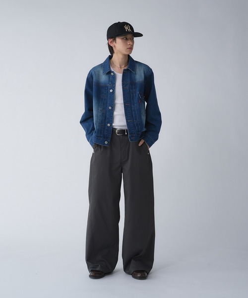 Adoon plain(アドーンプレーン)の「POLYESTER WIDE CURVE DESIGN SLACKS / ポリエステルワイドカーブデザインスラックス(スラックス・メンズ・チャコールグレー/ブラック・SMALL/LARGE/MEDIUM)」の5枚目の写真