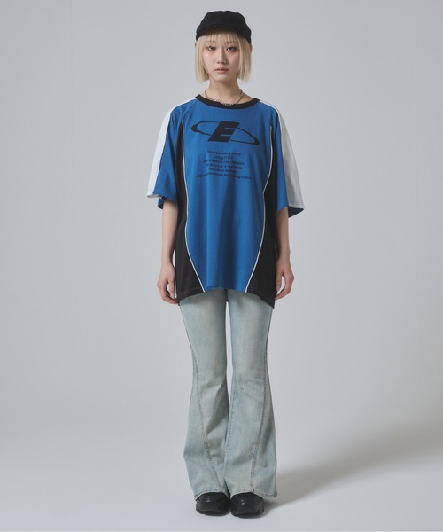 ENVYM（アンビー）の「バイカラービッグシルエットTシャツ（Tシャツ/カットソー・レディース・ホワイト/ピンク/ブルー・FREE）」の9枚目の写真