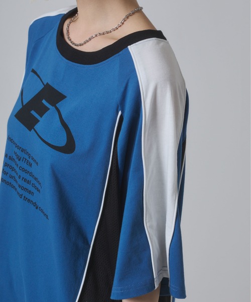 ENVYM（アンビー）の「バイカラービッグシルエットTシャツ（Tシャツ/カットソー・レディース・ホワイト/ピンク/ブルー・FREE）」の20枚目の写真
