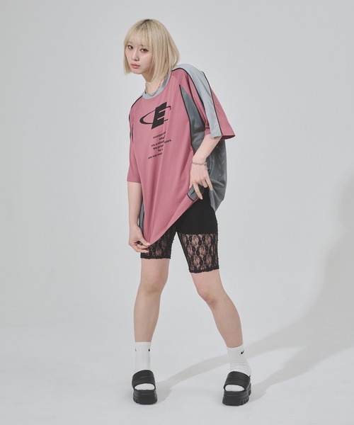 ENVYM（アンビー）の「バイカラービッグシルエットTシャツ（Tシャツ/カットソー・レディース・ホワイト/ピンク/ブルー・FREE）」の11枚目の写真