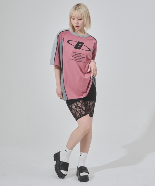 ENVYM（アンビー）の「バイカラービッグシルエットTシャツ（Tシャツ/カットソー・レディース・ホワイト/ピンク/ブルー・FREE）」の4枚目の写真