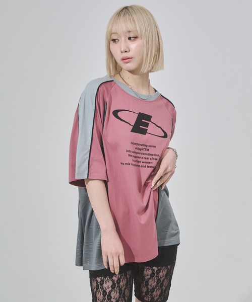 ENVYM（アンビー）の「バイカラービッグシルエットTシャツ（Tシャツ/カットソー・レディース・ホワイト/ピンク/ブルー・FREE）」の21枚目の写真