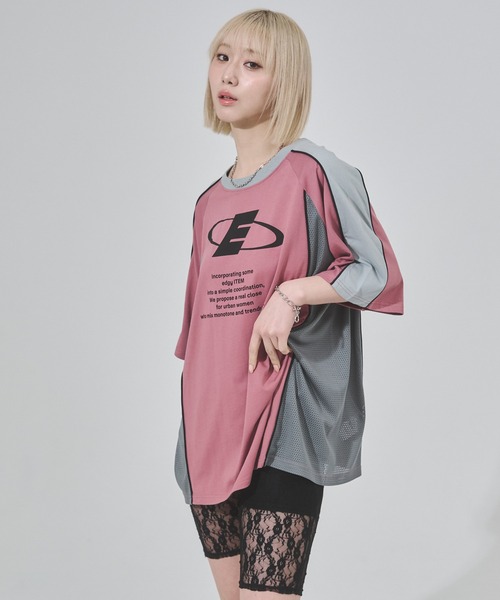 ENVYM（アンビー）の「バイカラービッグシルエットTシャツ（Tシャツ/カットソー・レディース・ホワイト/ピンク/ブルー・FREE）」の22枚目の写真