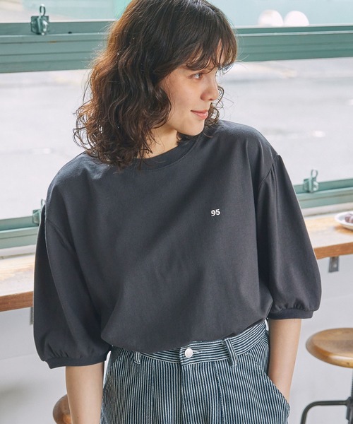 セール】ナンバリング刺繍 パフスリーブ 半袖Tシャツ（Tシャツ