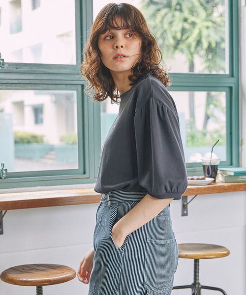 MONO-MART LADY'S(モノマートレディース)の「ナンバリング刺繍 パフスリーブ 半袖Tシャツ(Tシャツ/カットソー・レディース・アイボリー/スミクロ/オフホワイト・FREE)」の22枚目の写真