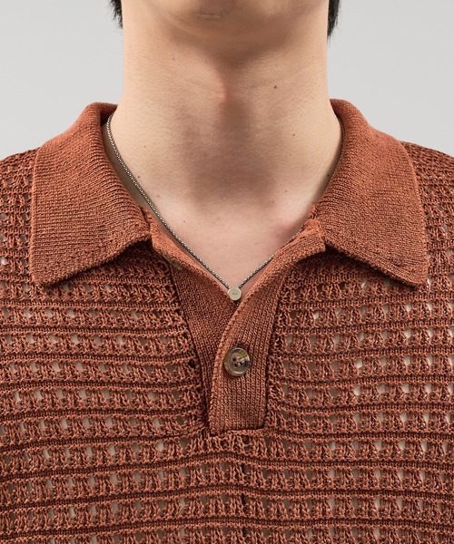 epnok(エプノック)の「メッシュニット半袖ポロシャツ(ポロシャツ・メンズ・キャメル/ブラック・SMALL/MEDIUM/LARGE)」の9枚目の写真