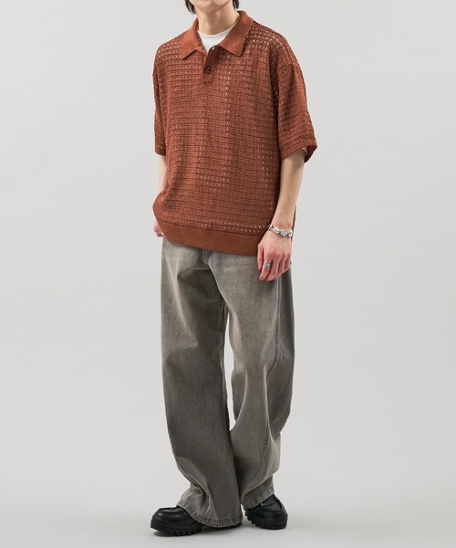 epnok(エプノック)の「メッシュニット半袖ポロシャツ(ポロシャツ・メンズ・キャメル/ブラック・SMALL/MEDIUM/LARGE)」の12枚目の写真