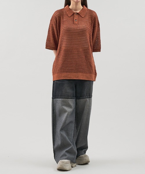 epnok(エプノック)の「メッシュニット半袖ポロシャツ(ポロシャツ・メンズ・キャメル/ブラック・SMALL/MEDIUM/LARGE)」の13枚目の写真