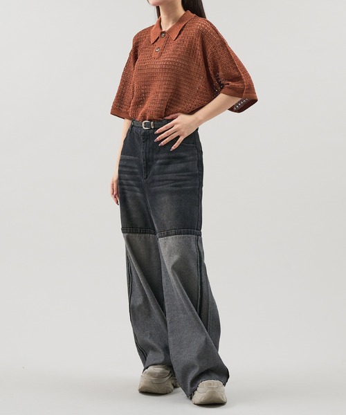 epnok(エプノック)の「メッシュニット半袖ポロシャツ(ポロシャツ・メンズ・キャメル/ブラック・SMALL/MEDIUM/LARGE)」の14枚目の写真