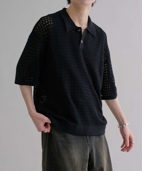 epnok(エプノック)の「メッシュニット半袖ポロシャツ(ポロシャツ・メンズ・キャメル/ブラック・SMALL/MEDIUM/LARGE)」の17枚目の写真