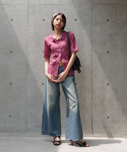 PAGEBOY（ページボーイ）の「カットレースシャツカーディガン（シャツ/ブラウス・レディース・オフホワイト/ブラック/ローズ・FREE）」の20枚目の写真