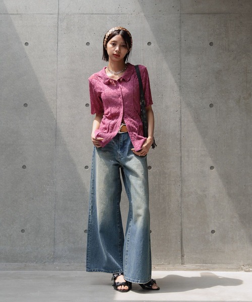 PAGEBOY（ページボーイ）の「カットレースシャツカーディガン（シャツ/ブラウス・レディース・オフホワイト/ブラック/ローズ・FREE）」の19枚目の写真