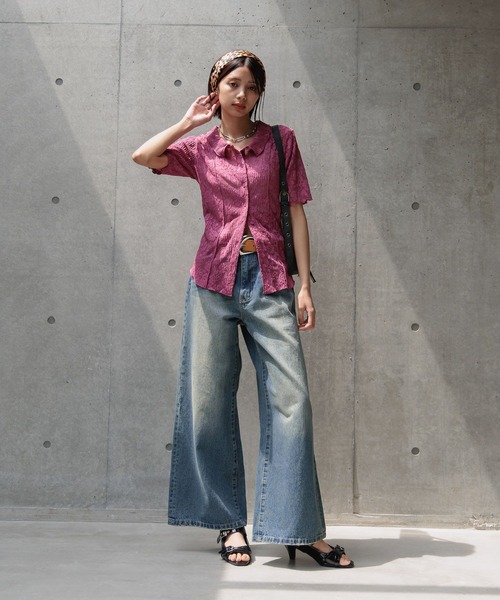 PAGEBOY（ページボーイ）の「カットレースシャツカーディガン（シャツ/ブラウス・レディース・オフホワイト/ブラック/ローズ・FREE）」の18枚目の写真