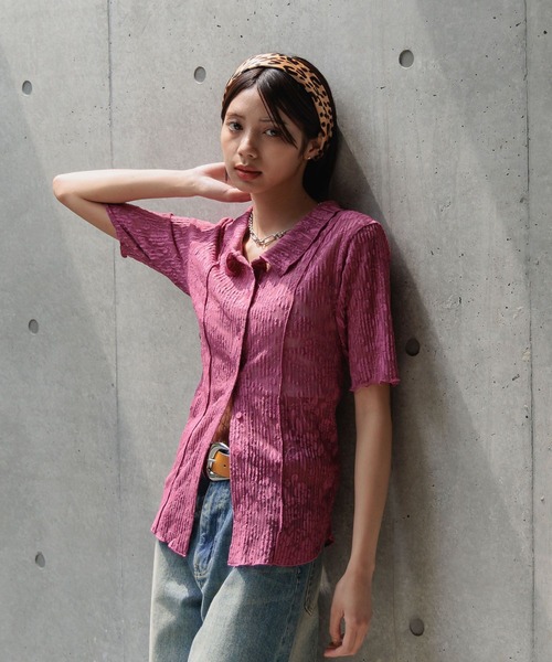 PAGEBOY（ページボーイ）の「カットレースシャツカーディガン（シャツ/ブラウス・レディース・オフホワイト/ブラック/ローズ・FREE）」の16枚目の写真