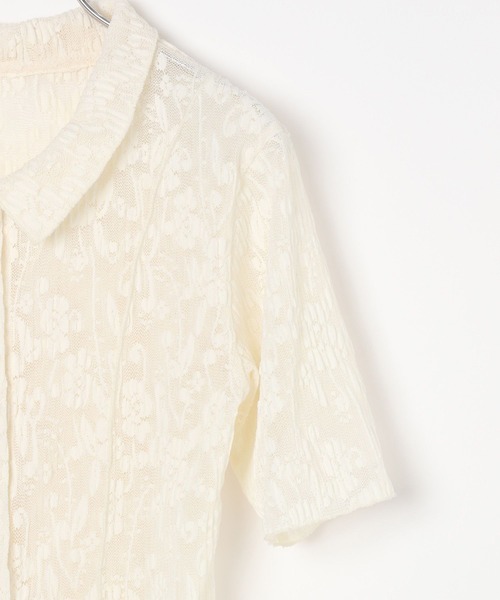 PAGEBOY（ページボーイ）の「カットレースシャツカーディガン（シャツ/ブラウス・レディース・オフホワイト/ブラック/ローズ・FREE）」の11枚目の写真