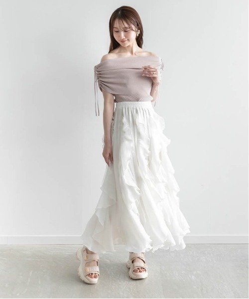 RANDA（ランダ）の「ラッフルフリルスカート（スカート・レディース・ホワイト/グリーン/グレー・0/1）」の18枚目の写真