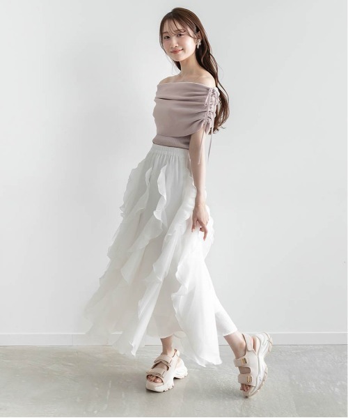 RANDA（ランダ）の「ラッフルフリルスカート（スカート・レディース・ホワイト/グリーン/グレー・0/1）」の19枚目の写真