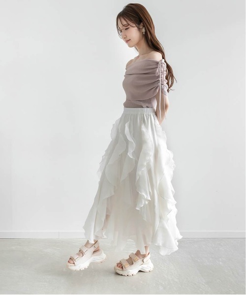 RANDA（ランダ）の「ラッフルフリルスカート（スカート・レディース・ホワイト/グリーン/グレー・0/1）」の21枚目の写真