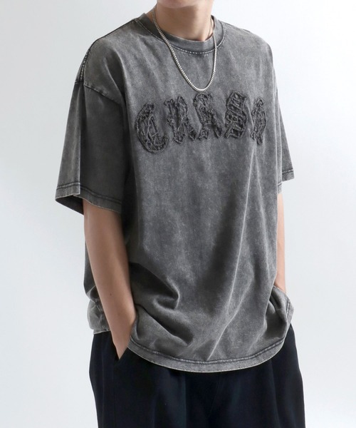 Salong hameu(サロン ハミュー)の「グランジTシャツ/ヴィンテージウォッシュ フロントロゴアップリケ・バックプリント メンズ レディース ユニセックス(Tシャツ/カットソー・メンズ・ホワイト/ブラック/カーキ/ブラウン/ブラック系その他/ブラウン系その他・M/L)」の11枚目の写真