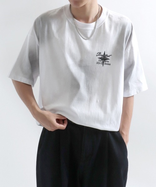 Salong hameu(サロン ハミュー)の「グランジTシャツ/ヴィンテージウォッシュ フロントロゴアップリケ・バックプリント メンズ レディース ユニセックス(Tシャツ/カットソー・メンズ・ホワイト/ブラック/カーキ/ブラウン/ブラック系その他/ブラウン系その他・M/L)」の8枚目の写真