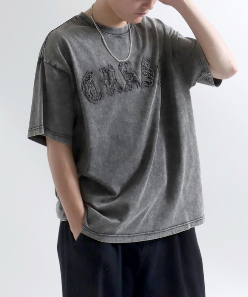 Salong hameu(サロン ハミュー)の「グランジTシャツ/ヴィンテージウォッシュ フロントロゴアップリケ・バックプリント メンズ レディース ユニセックス(Tシャツ/カットソー・メンズ・ホワイト/ブラック/カーキ/ブラウン/ブラック系その他/ブラウン系その他・M/L)」の13枚目の写真