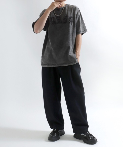 Salong hameu(サロン ハミュー)の「グランジTシャツ/ヴィンテージウォッシュ フロントロゴアップリケ・バックプリント メンズ レディース ユニセックス(Tシャツ/カットソー・メンズ・ホワイト/ブラック/カーキ/ブラウン/ブラック系その他/ブラウン系その他・M/L)」の15枚目の写真