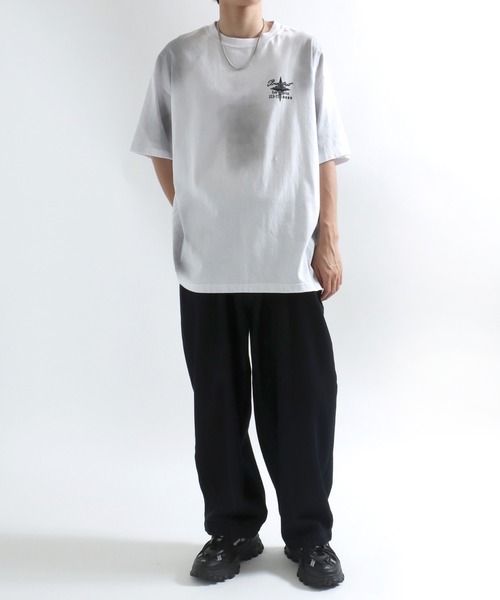 Salong hameu(サロン ハミュー)の「グランジTシャツ/ヴィンテージウォッシュ フロントロゴアップリケ・バックプリント メンズ レディース ユニセックス(Tシャツ/カットソー・メンズ・ホワイト/ブラック/カーキ/ブラウン/ブラック系その他/ブラウン系その他・M/L)」の10枚目の写真