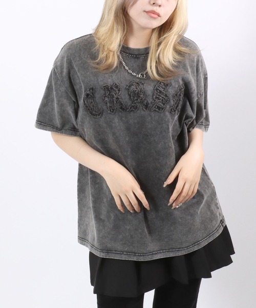 Salong hameu(サロン ハミュー)の「グランジTシャツ/ヴィンテージウォッシュ フロントロゴアップリケ・バックプリント メンズ レディース ユニセックス(Tシャツ/カットソー・メンズ・ホワイト/ブラック/カーキ/ブラウン/ブラック系その他/ブラウン系その他・M/L)」の18枚目の写真