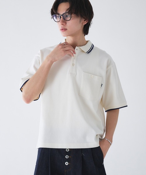 Adoon plain(アドーンプレーン)の「Pocket Piss Name Moss Stitch Polo Shirt / ポケットピスネーム鹿の子ポロシャツ(ポロシャツ・メンズ・ブルー/ブラック/ボルドー/その他/ネイビー/アイボリー・LARGE/MEDIUM)」の2枚目の写真