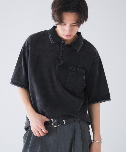 Adoon plain(アドーンプレーン)の「Pocket Piss Name Moss Stitch Polo Shirt / ポケットピスネーム鹿の子ポロシャツ(ポロシャツ・メンズ・ブルー/ブラック/ボルドー/その他/ネイビー/アイボリー・LARGE/MEDIUM)」の6枚目の写真