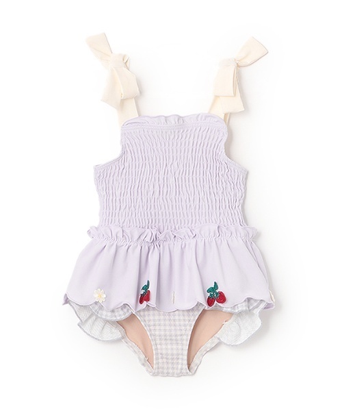 petit main（プティマイン）の「【SWIM】いちごペプラムワンピース水着（水着・キッズ・オレンジ/ラベンダー/ライトピンク・130cm/110cm/90cm/100cm/80ｃｍ/120cm）」の2枚目の写真