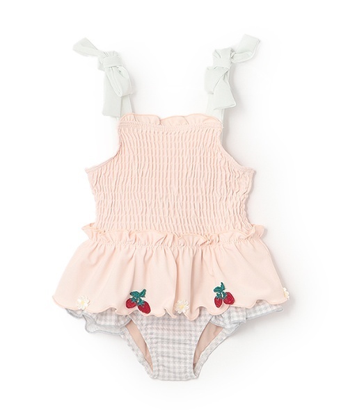 petit main（プティマイン）の「【SWIM】いちごペプラムワンピース水着（水着・キッズ・オレンジ/ラベンダー/ライトピンク・130cm/110cm/90cm/100cm/80ｃｍ/120cm）」の3枚目の写真