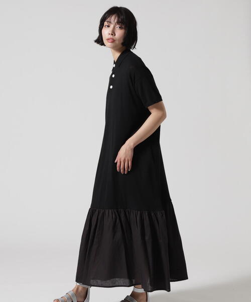 BEAVER（ビーバー）の「B omnivore/ビーオムニボー　リネンコットンポロワンピ（ワンピース・レディース・ブラック・F）」の14枚目の写真