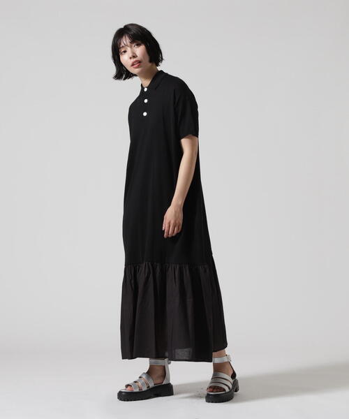 BEAVER（ビーバー）の「B omnivore/ビーオムニボー　リネンコットンポロワンピ（ワンピース・レディース・ブラック・F）」の15枚目の写真