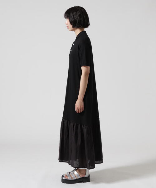 BEAVER（ビーバー）の「B omnivore/ビーオムニボー　リネンコットンポロワンピ（ワンピース・レディース・ブラック・F）」の2枚目の写真