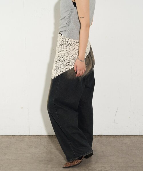 WHO'S WHO gallery(フーズフーギャラリー)の「マルチウェイコットンレースバブーシュカ(その他ヘアアクセサリー・レディース・ブラック/オフホワイト・FREE)」の3枚目の写真