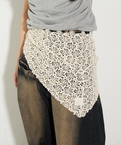 WHO'S WHO gallery(フーズフーギャラリー)の「マルチウェイコットンレースバブーシュカ(その他ヘアアクセサリー・レディース・ブラック/オフホワイト・FREE)」の6枚目の写真