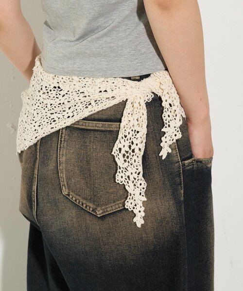 WHO'S WHO gallery(フーズフーギャラリー)の「マルチウェイコットンレースバブーシュカ(その他ヘアアクセサリー・レディース・ブラック/オフホワイト・FREE)」の7枚目の写真