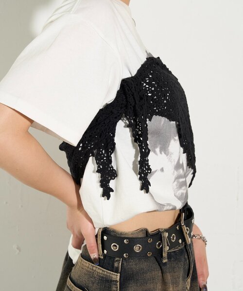 WHO'S WHO gallery(フーズフーギャラリー)の「マルチウェイコットンレースバブーシュカ(その他ヘアアクセサリー・レディース・ブラック/オフホワイト・FREE)」の15枚目の写真