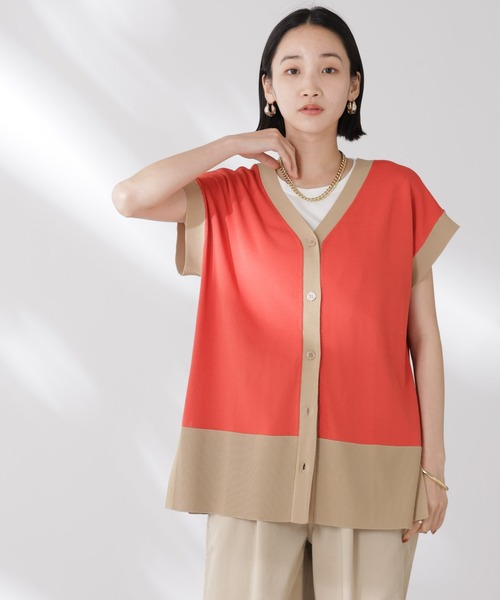 多機能強撚前後2wayフレンチスリーブニット