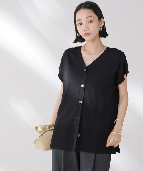 多機能強撚前後2wayフレンチスリーブニット