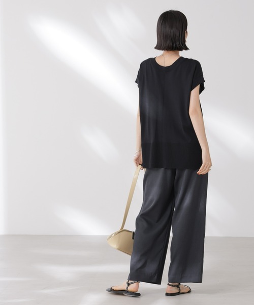 多機能強撚前後2wayフレンチスリーブニット