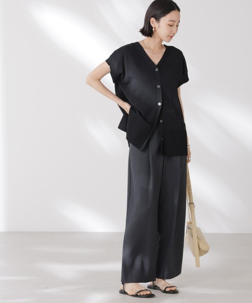 多機能強撚前後2wayフレンチスリーブニット