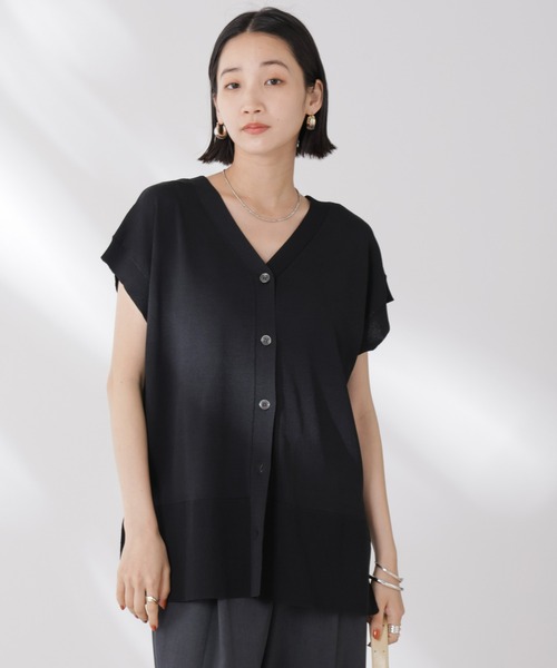 多機能強撚前後2wayフレンチスリーブニット