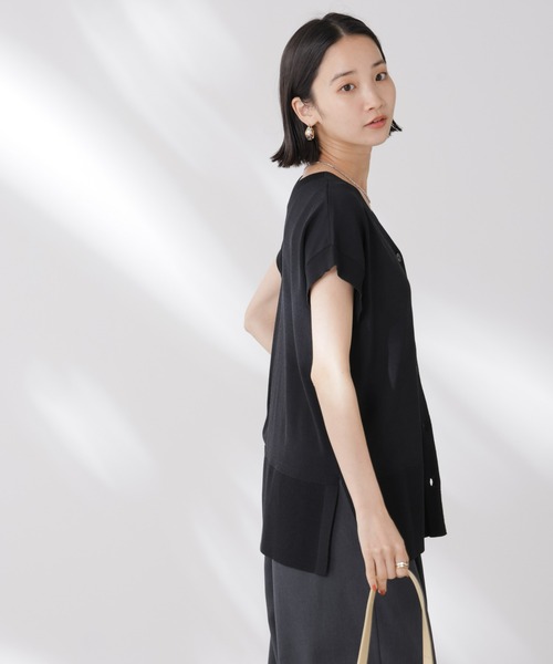 多機能強撚前後2wayフレンチスリーブニット